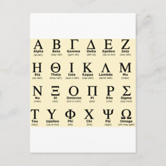 Carte Postale cadeaux de l'alphabet grec