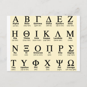 Carte Postale cadeaux de l'alphabet grec