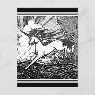 Carte Postale Cadeaux de licorne à pied noir et blanc