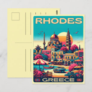 Carte Postale Cadeaux de voyage de vacances à Rhodes City - Grèc