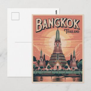 Carte Postale Cadeaux de voyage pour la ville rétro de Bangkok W