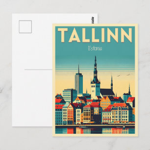 Carte Postale Cadeaux de voyage rétro de Tallinn ville Estonie