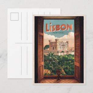 Carte Postale Cadeaux de voyage vintage Lisbonne Portugal, vue s