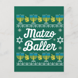 Carte Postale Cadeaux drôles de Hanukkah à manches longues de Ma