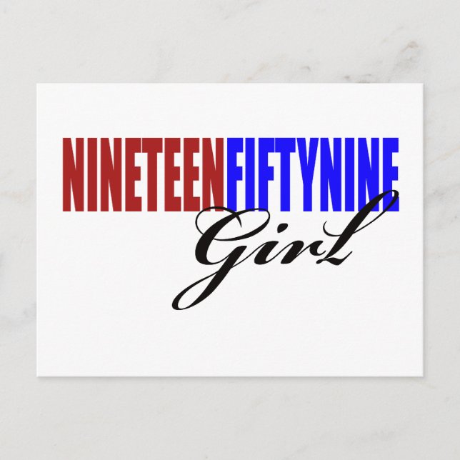 Carte Postale Cadeaux du 50e anniversaire, 1959 Girl! (Devant)