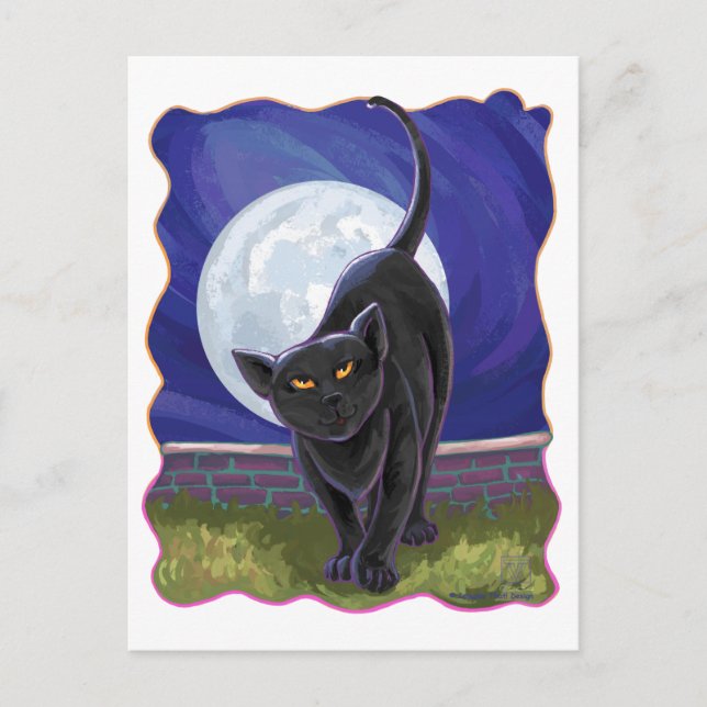 Carte Postale Cadeaux et accessoires de chat noir (Devant)