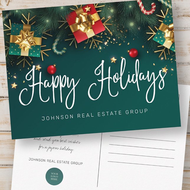 Carte Postale Cadeaux et ornements de Noël Joyeuses Fêtes (Créateur téléchargé)