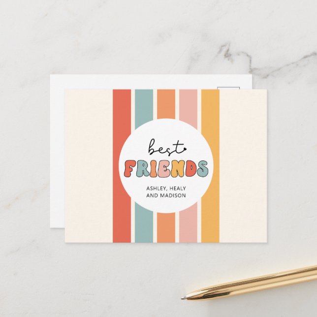 Carte Postale Cadeaux personnalisés rétro pour meilleures amies  (Devant/Arrière en situation)