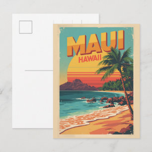 Carte Postale Cadeaux souvenirs de plage tropicale vintage Maui 
