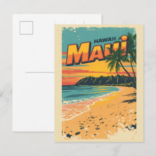 Carte Postale Cadeaux souvenirs de plage tropicale vintage Maui 