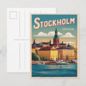 Carte Postale cadeaux vintage bord de mer stockholm suède voyage