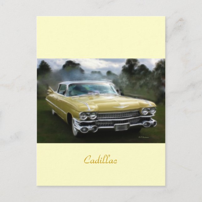 Carte Postale Cadillac jaune (Devant)