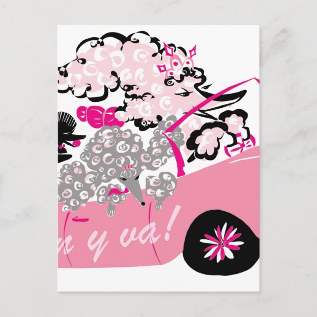 Carte Postale Cadillac rose (Devant)