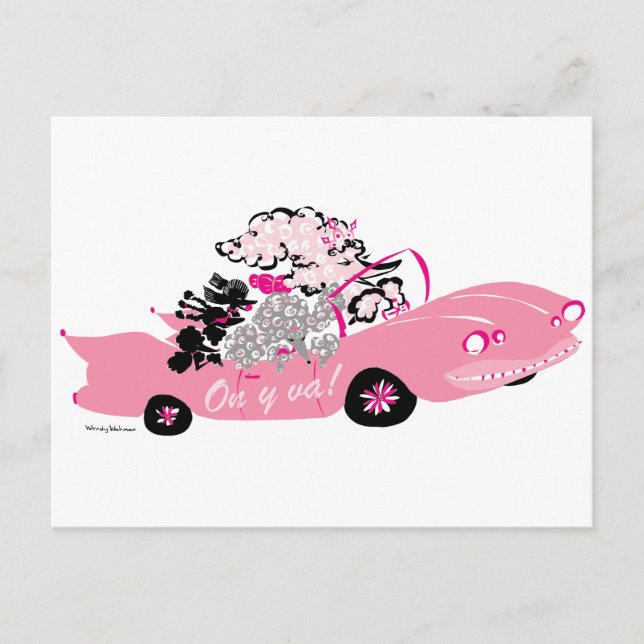 Carte Postale Cadillac rose (Devant)