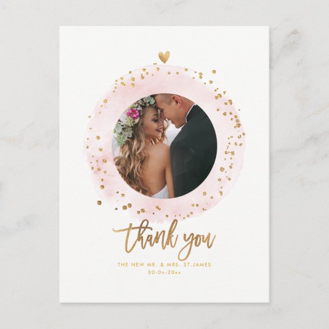 Carte Postale Cadre d'aquarelle de Merci Mariage PixDezines (Devant)