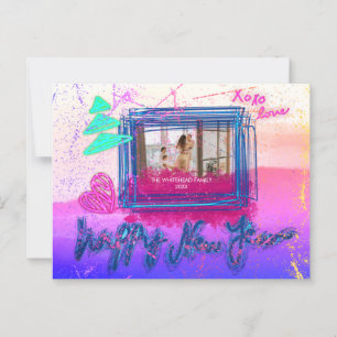 Carte Postale Cadre de photo à paillettes lumineuses holographiq