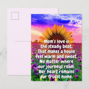 Carte Postale (Cadre de poème sincère) Cadeau message   Maman am