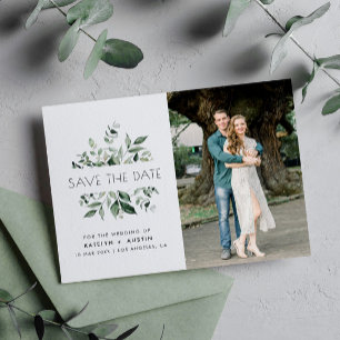 Carte Postale cadre eucalyptus lettrage mariage enregistrer la d