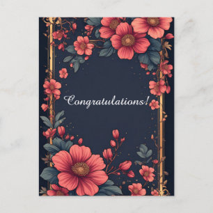 Carte Postale Cadre floral élégant avec fleurs roses