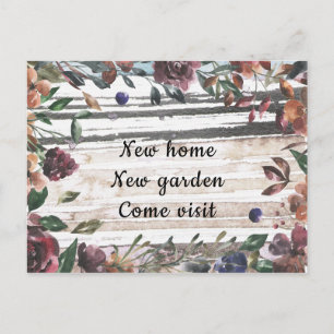 Carte Postale Cadre floral élégant sur aquarelle Nouvelle adress