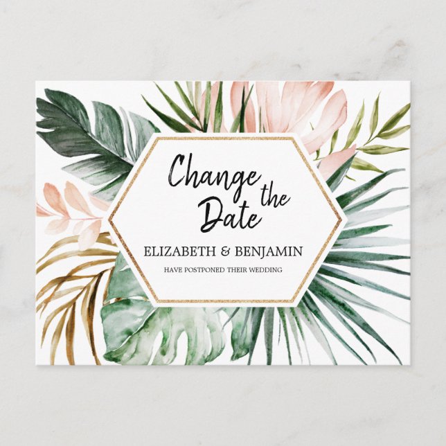 Carte Postale Cadre géométrique des Feuilles tropicaux Modifier  (Devant)