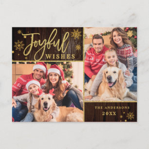 Carte Postale Cadre Or Joyeux Modern Script 2 PHOTO Salutation