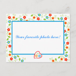 Carte Postale Cadre photo Cœurs et Fleurs
