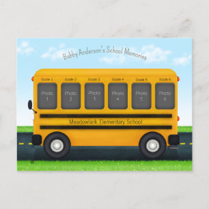 Carte Postale Cadre Photo pour Autobus Scolaire 6 Souvenirs Pers