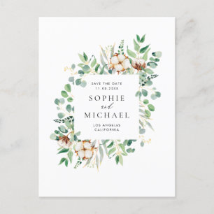 Carte Postale Cadre rustique en coton et Eucalyptus Enregistrer 