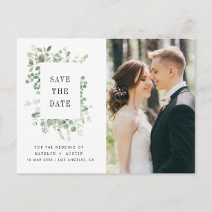Carte Postale cadre verdoyant lettrage mariage enregistrer la da