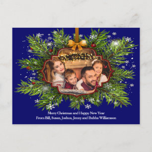 Carte Postale Cadres d'or sur pin Patiné bois de Noël Photo