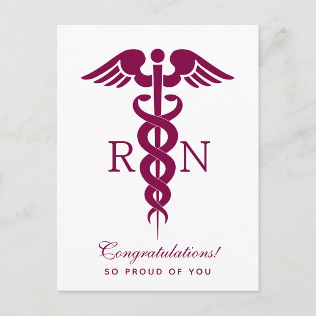 Carte Postale Caducée d'infirmière rouge symbole médical (Devant)