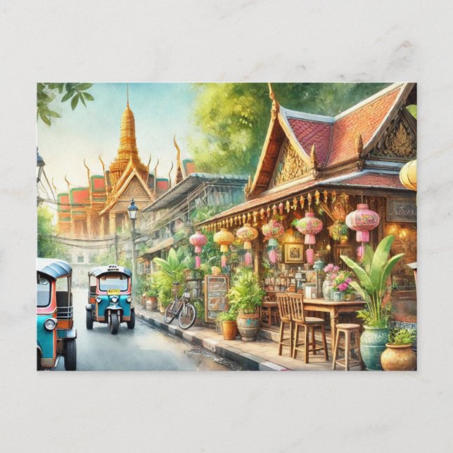 Carte Postale Café à Bangkok Thailande Grand Palais (Devant)
