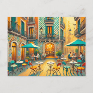 Carte Postale Café à Barcelone Espagne