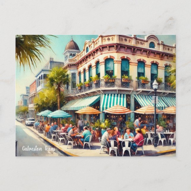 Carte Postale Café à Galveston Texas (Devant)