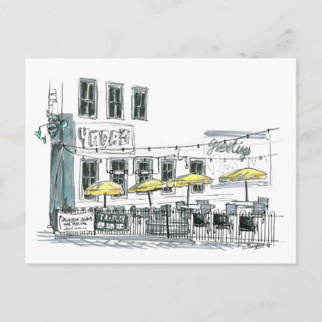 Carte Postale Café à Galveston, TX (Devant)