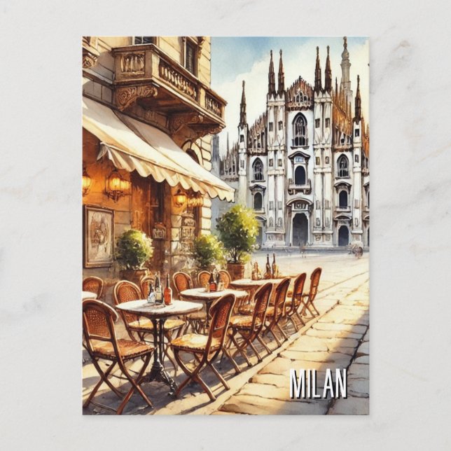 Carte Postale Café à Milan Aquarelle Peinture Mug (Devant)