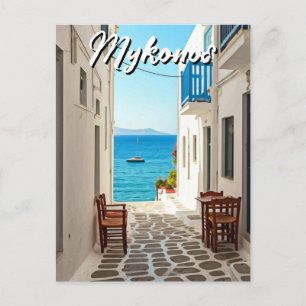 Carte Postale Café à Mykonos Grèce Cyclades Travel