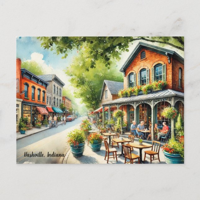 Carte Postale Café à Nashville Indiana (Devant)