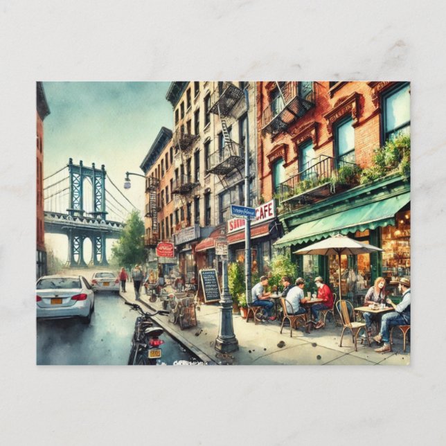 Carte Postale Café à New York Brooklyn (Devant)