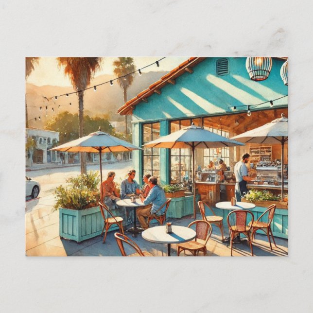Carte Postale Café à Père Noël Barbara en Californie (Devant)