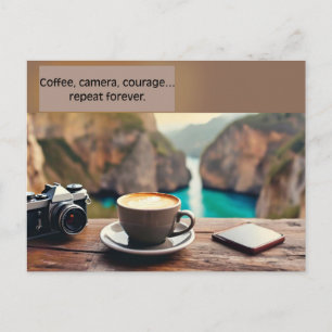 Carte Postale Café, Appareil photo, Courage, Citation de photogr