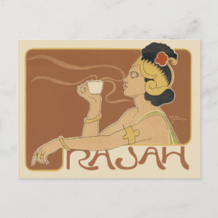 Carte Postale Café Art Nouveau vintage Rajah, dame avec café