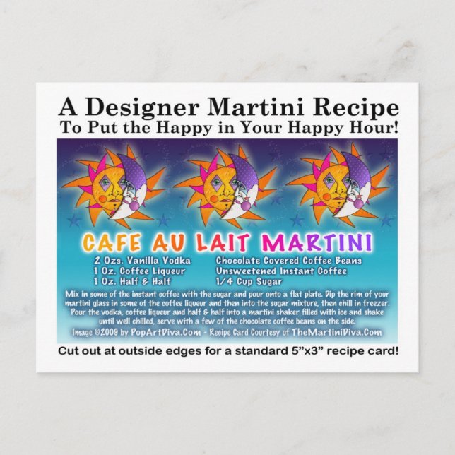 Carte postale Cafe Au Lait Martini Recette (Devant)