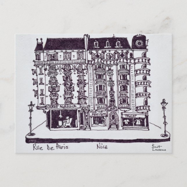 Carte Postale Café & Boutiques rue de Paris | Vieux Nice, France (Devant)