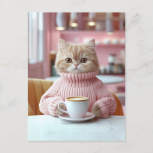 Carte Postale Café Cat Moment