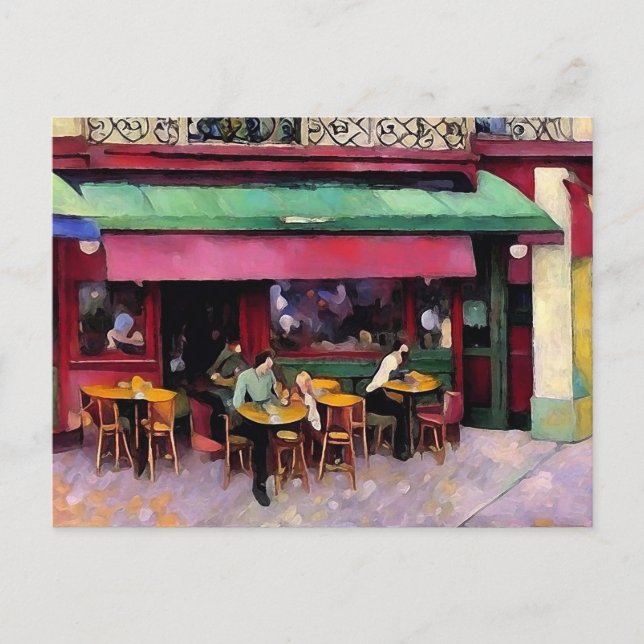 Carte Postale Café Coloré Parisien (Devant)