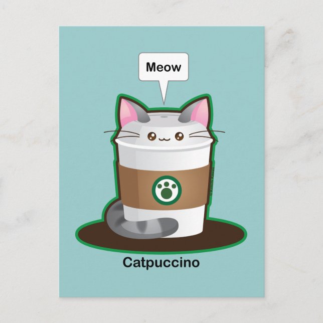 Carte Postale Café Cute Cat (Devant)