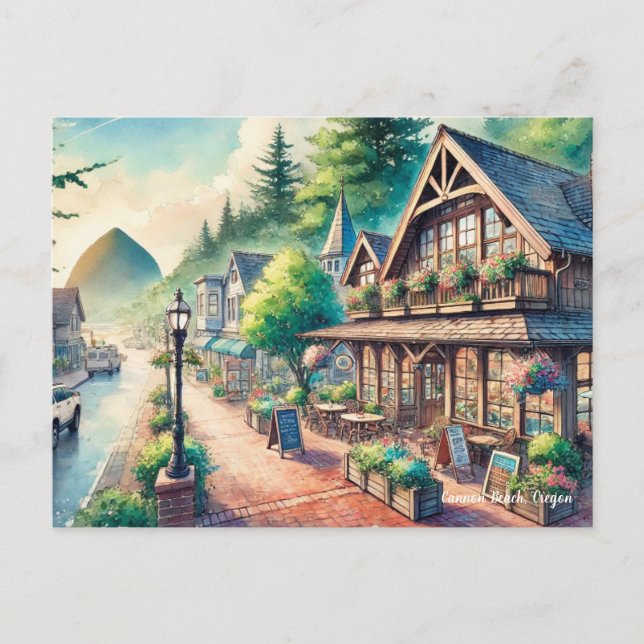 Carte Postale Café dans Downtown Cannon Beach Oregon Travel (Devant)