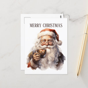 Carte Postale café de Noël festif Père Noël ajouter du texte
